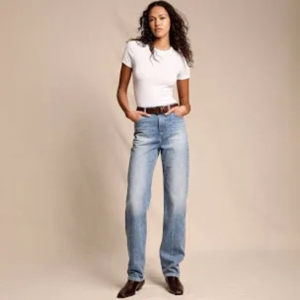 🌟👖 Banana Republic Girlfriend Straight Leg High Rise Blue Jeans Sz 27/4 EUC